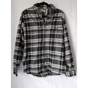 Everlane Flannel Popover Shirt Mens Plaid Long Sleeve Button Flap Pockets Size L